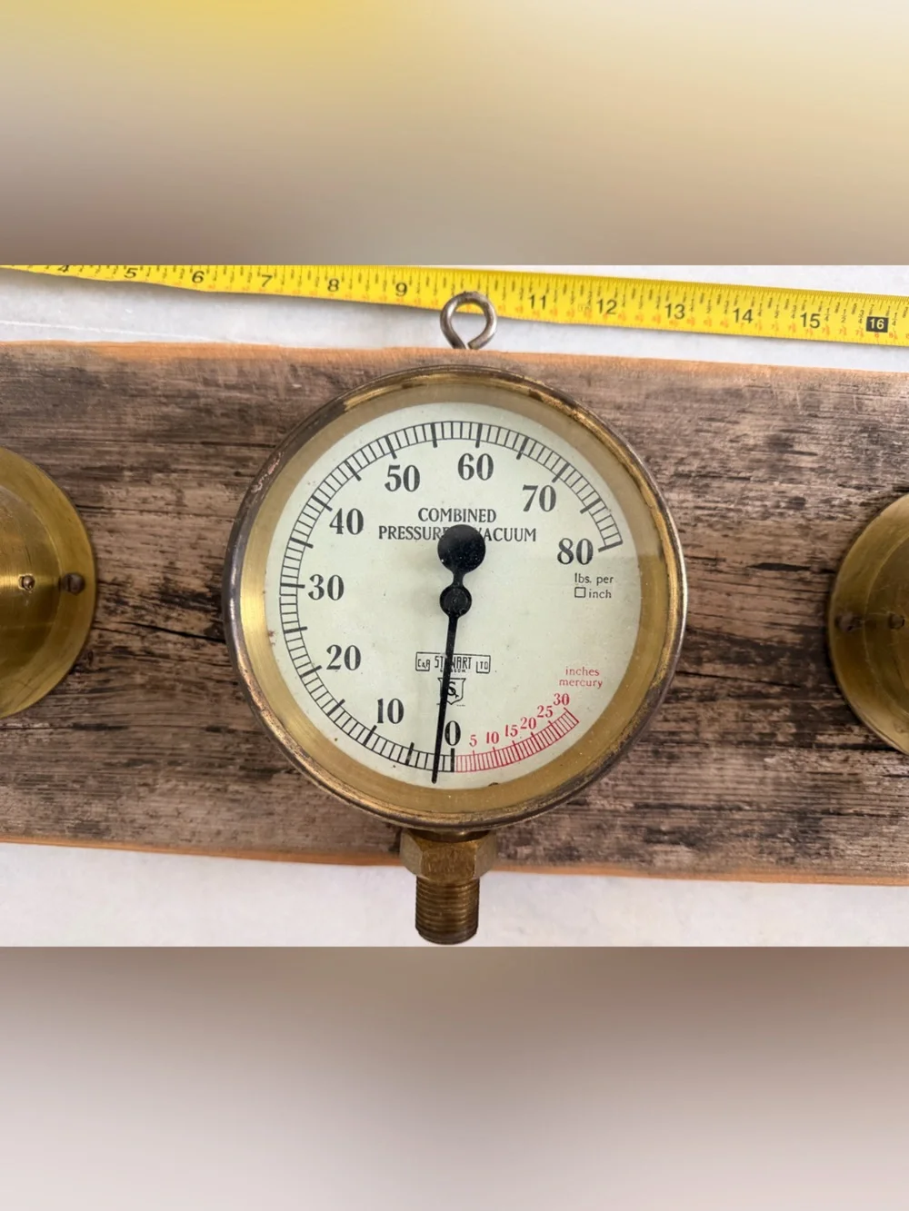 Rustic Brass Gauge Trio Wall Decor - Brown